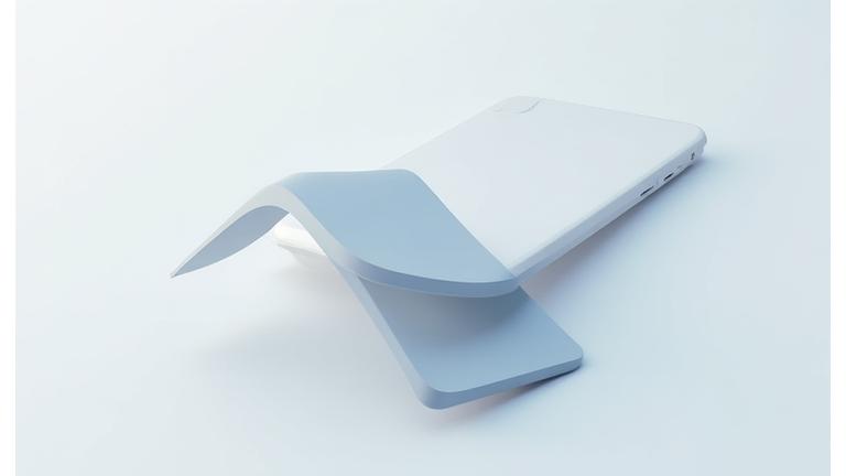 Eski bir akıllı telefon ve yeni, şık bir akıllı telefonun elden ele geçiş formunda birleştiği bir grafik tasarım.
