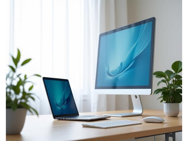 Dizüstü bilgisayar, monitör ve ergonomik klavye takım halinde
