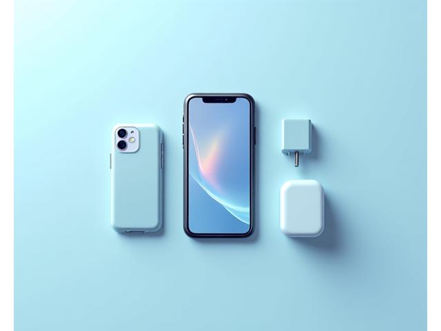 Akıllı telefon, kılıf ve ekran koruyucu bir araya toplanmış