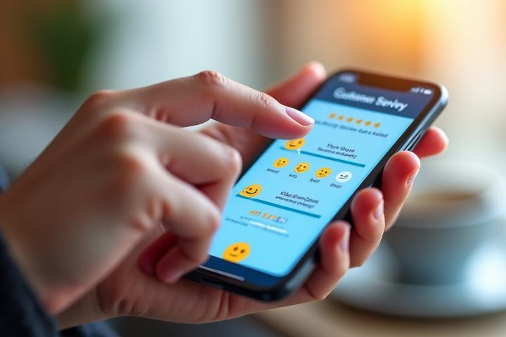Müşteri geri bildirim formunu gösteren akıllı telefon