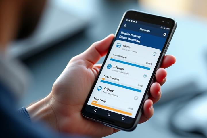 Onarım sürecini takip eden bir mobil arayüz
